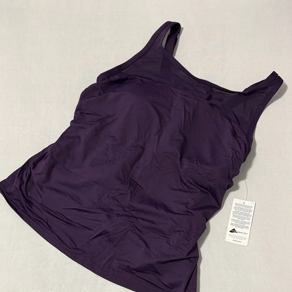 Lands' End Women's Plum High Neck Mesh Top Tankini Swim Top 16W NWT